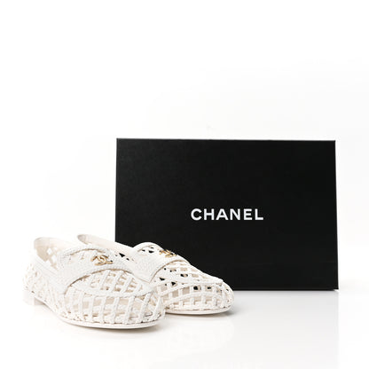 Chanel Braided Lambskin CC Mocassin Loafers 37 White 9 of 9