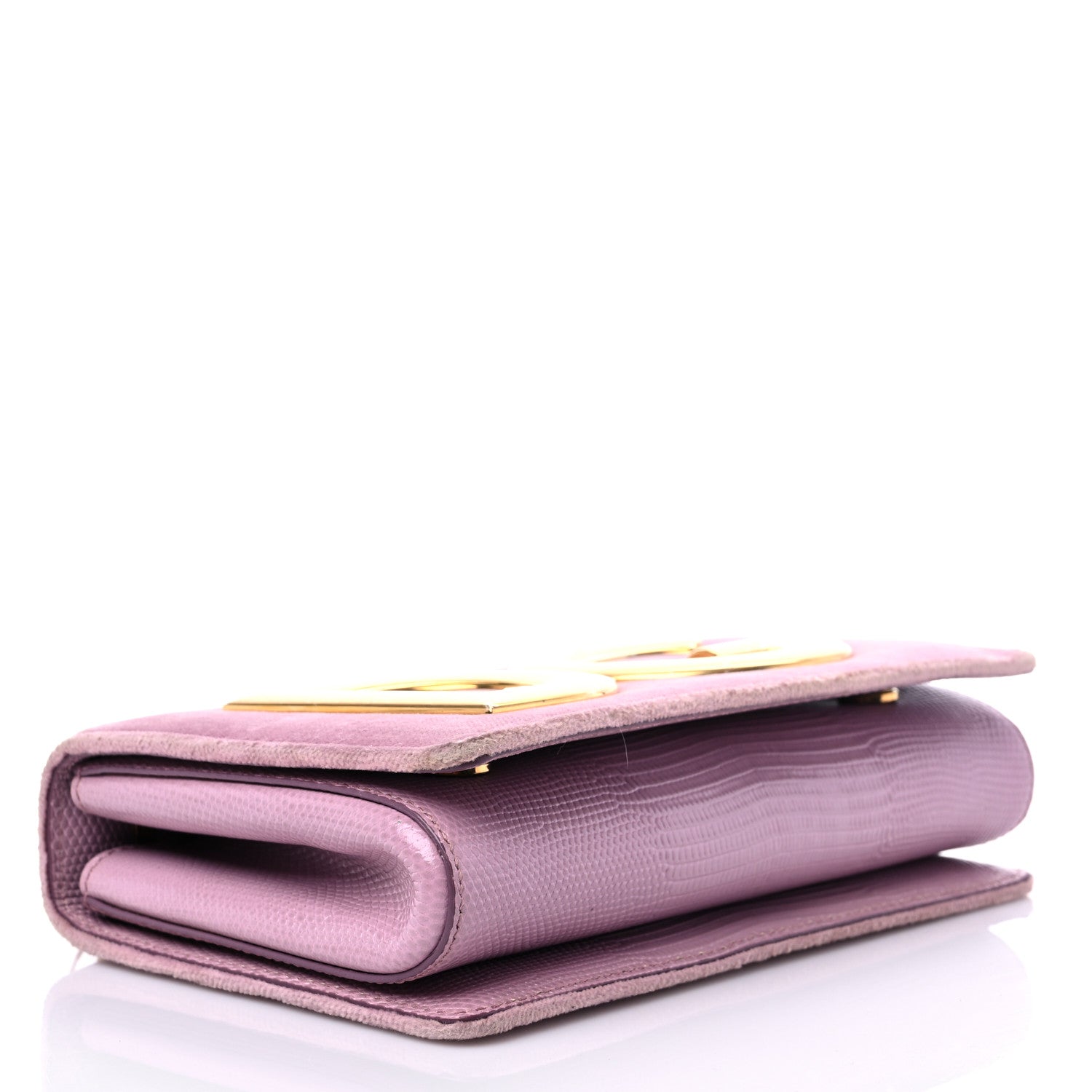 Dolce & Gabbana Velvet Lizard Calfskin Embossed DG Shoulder Bag Pink 3 of 12