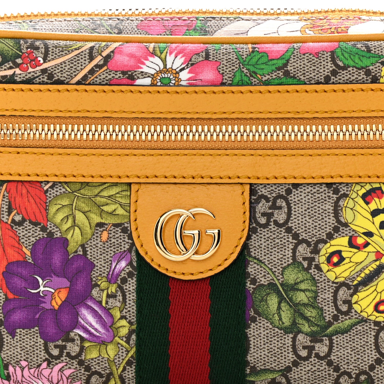 Gucci GG Supreme Monogram Flora Medium Ophidia Belt Bag Beige Multicolor Crop 8 of 12