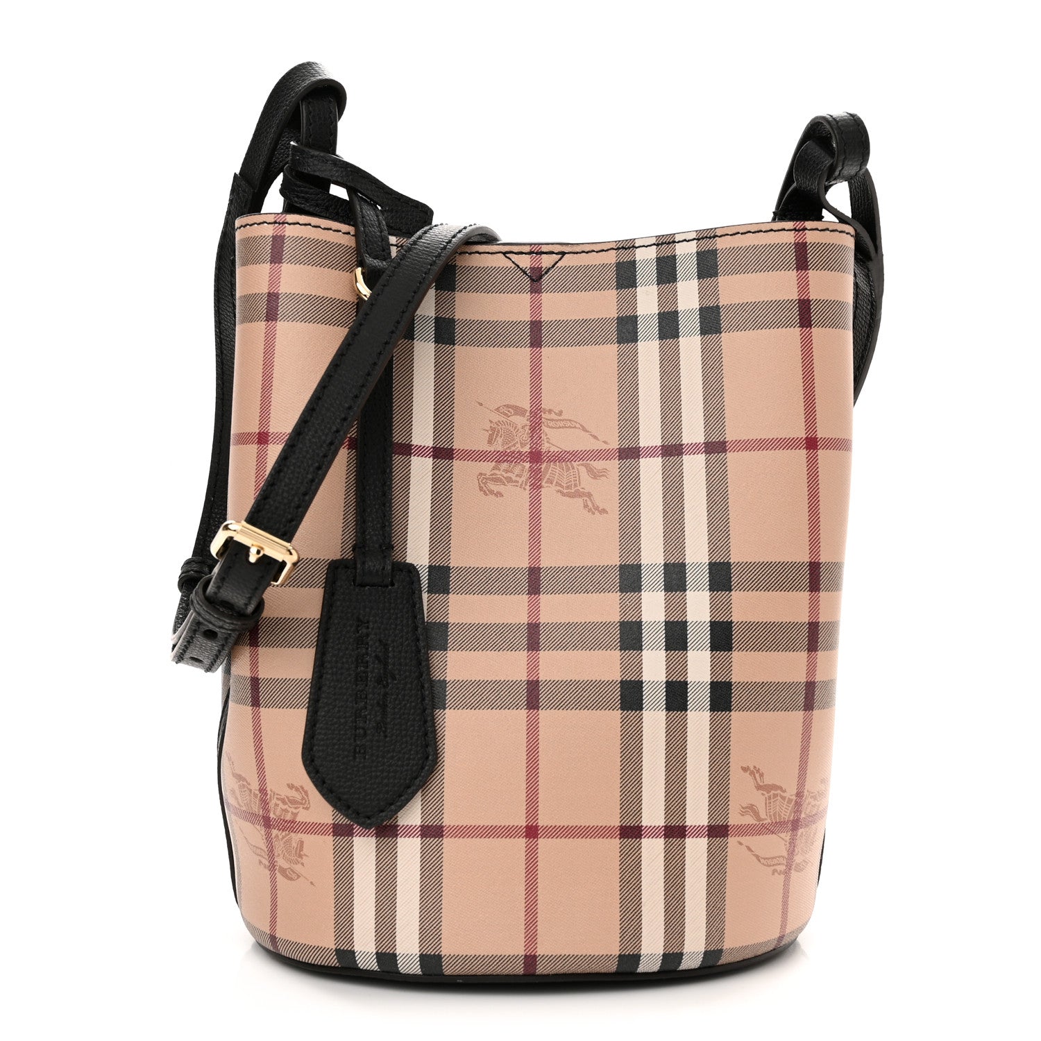 Burberry Haymarket Check Colours Small Lorne Bucket Crossbody Black 1 of 10
