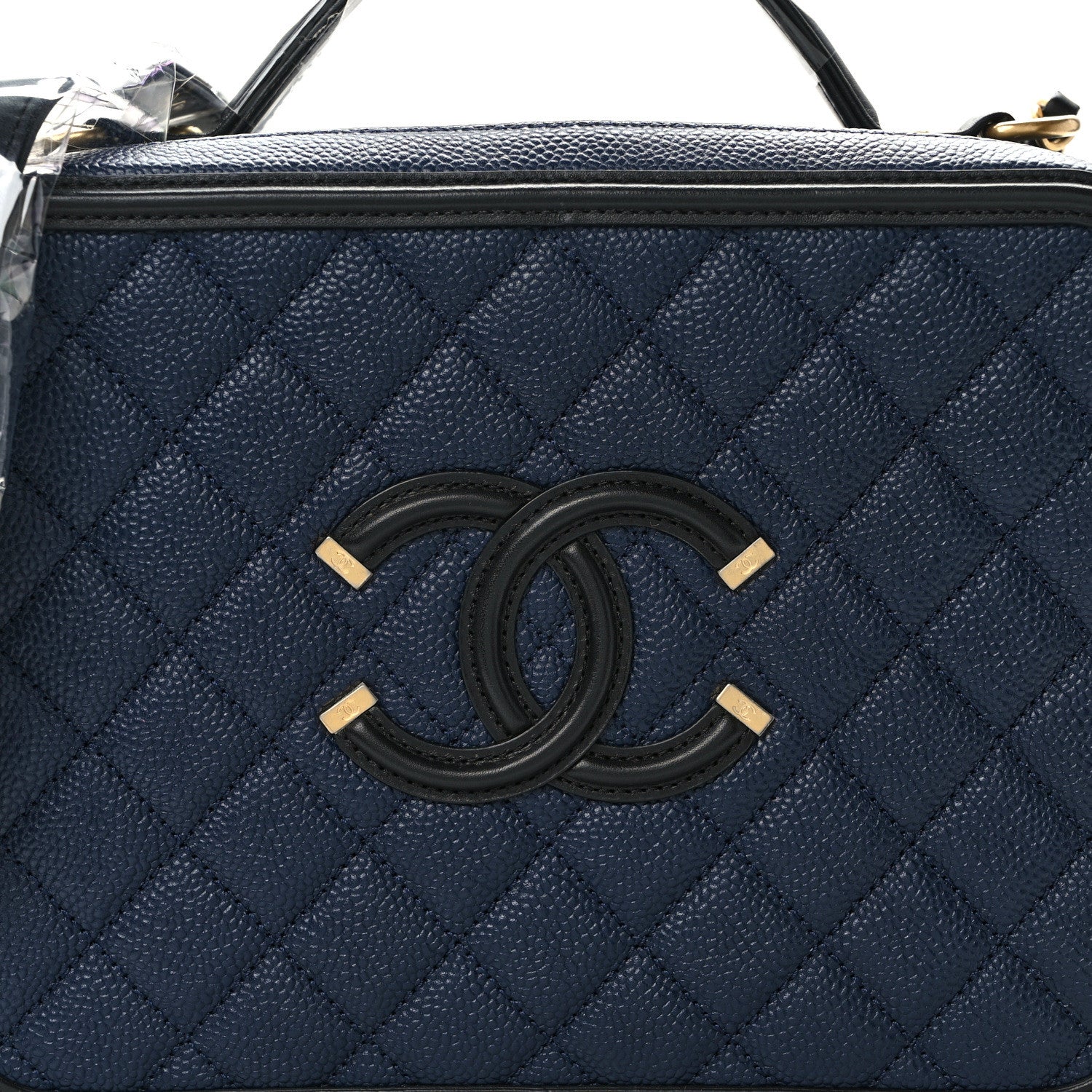 Chanel Caviar Quilted Large CC Filigree Vanity Case Navy 8 of 13