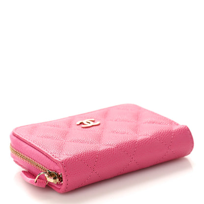 Chanel Caviar Quilted Zip Coin Purse Pink 4 of 10