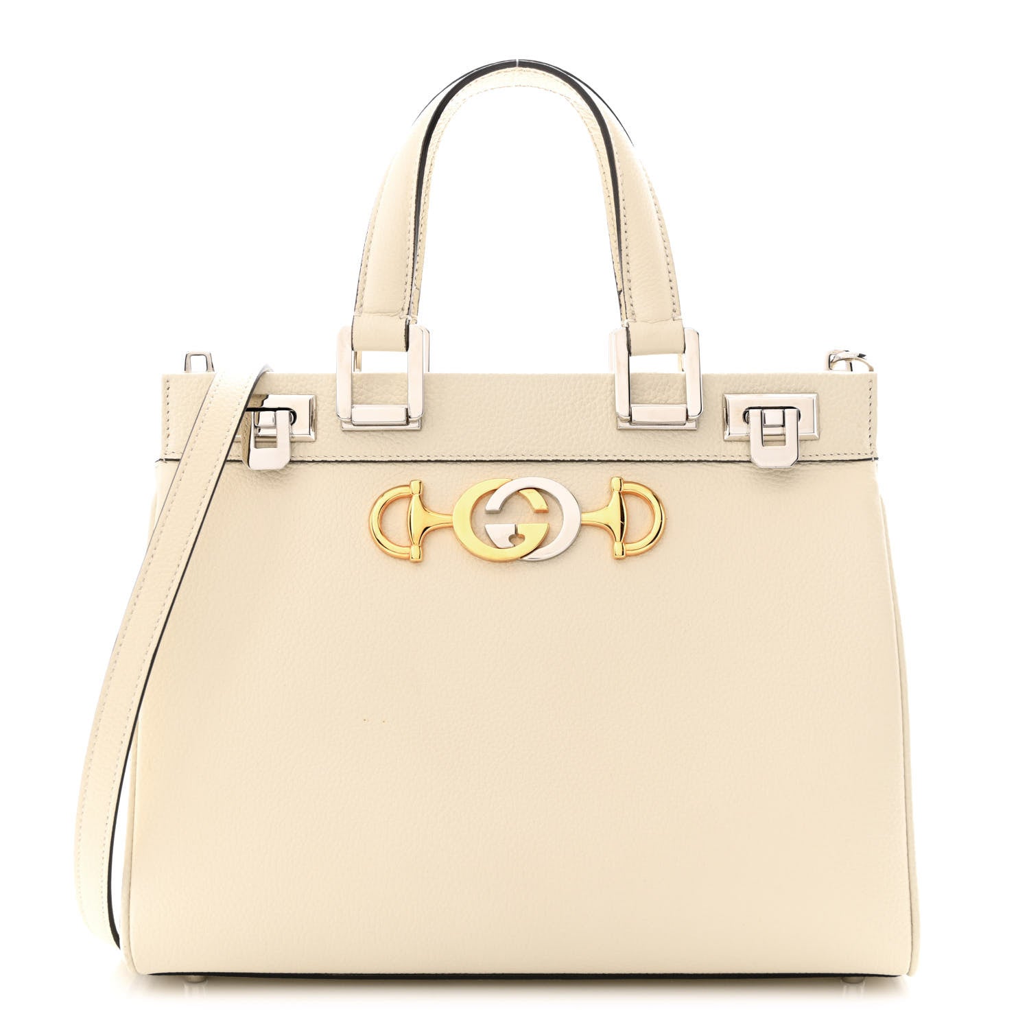 Gucci Grainy Calfskin Small Zumi Top Handle Bag Mystic White 1 of 14