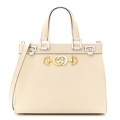 Gucci Grainy Calfskin Small Zumi Top Handle Bag Mystic White 1 of 14