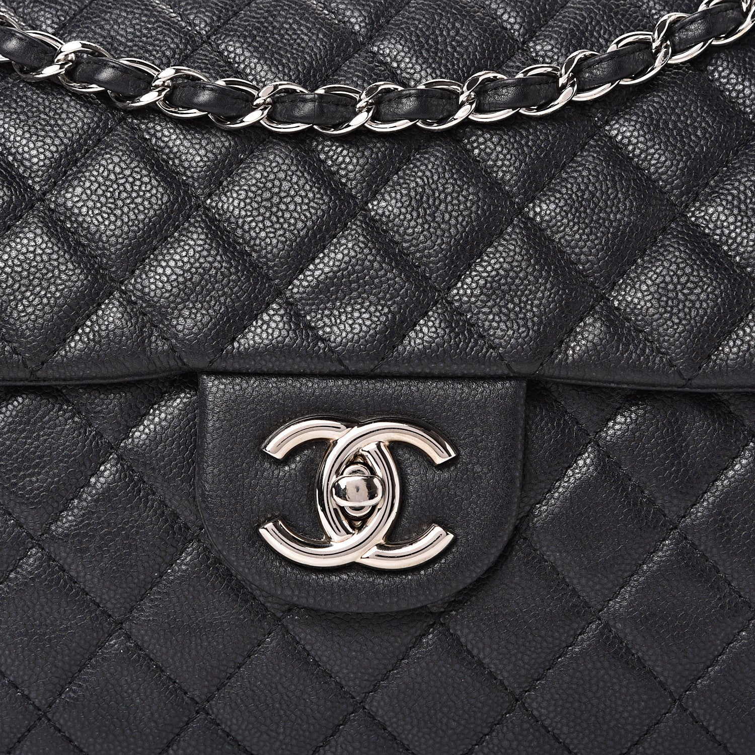 Chanel Washed Caviar Quilted Maxi Single Flap Black 7 of 12