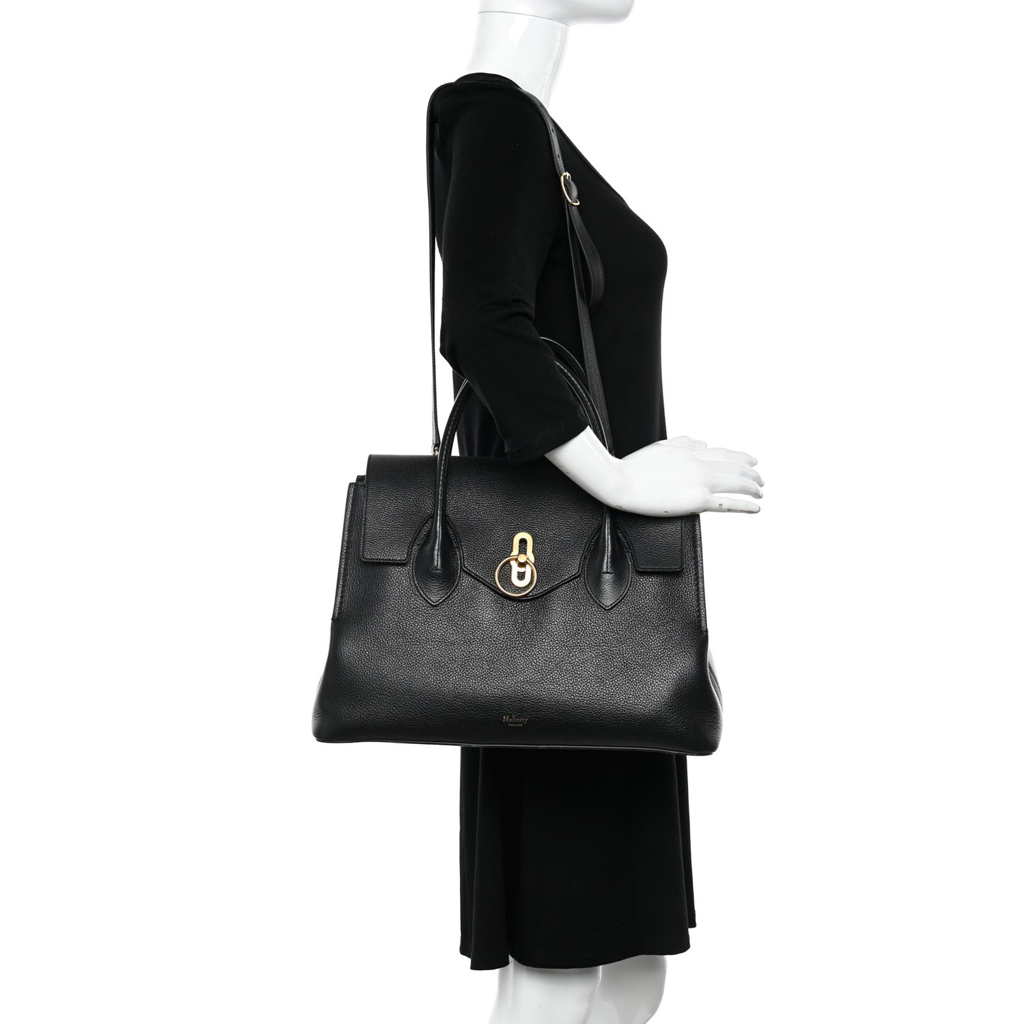 Small Classic Grain Calfskin Large Seaton Black