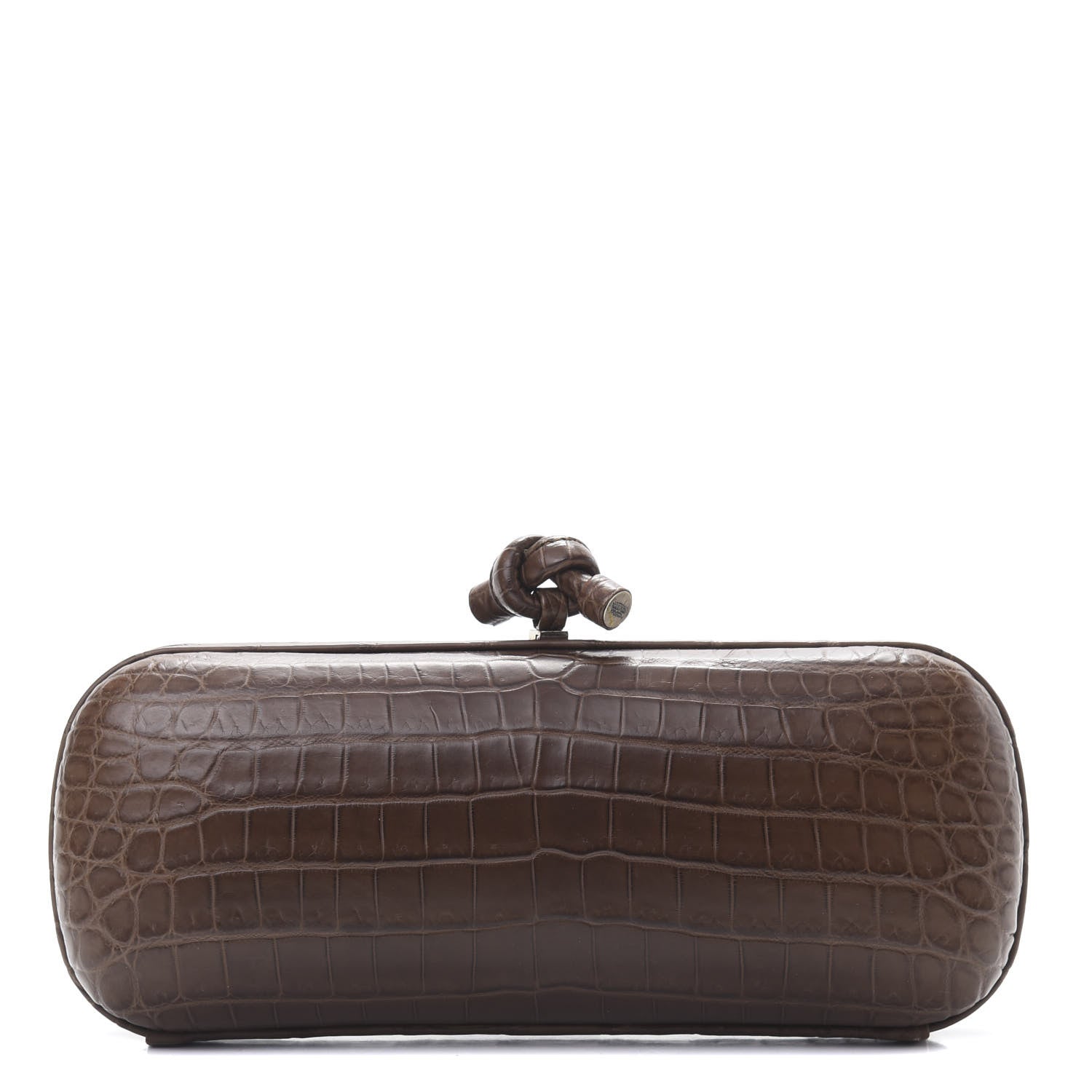 Bottega Veneta Crocodile Stretch Knot Clutch Brown 1 of 6