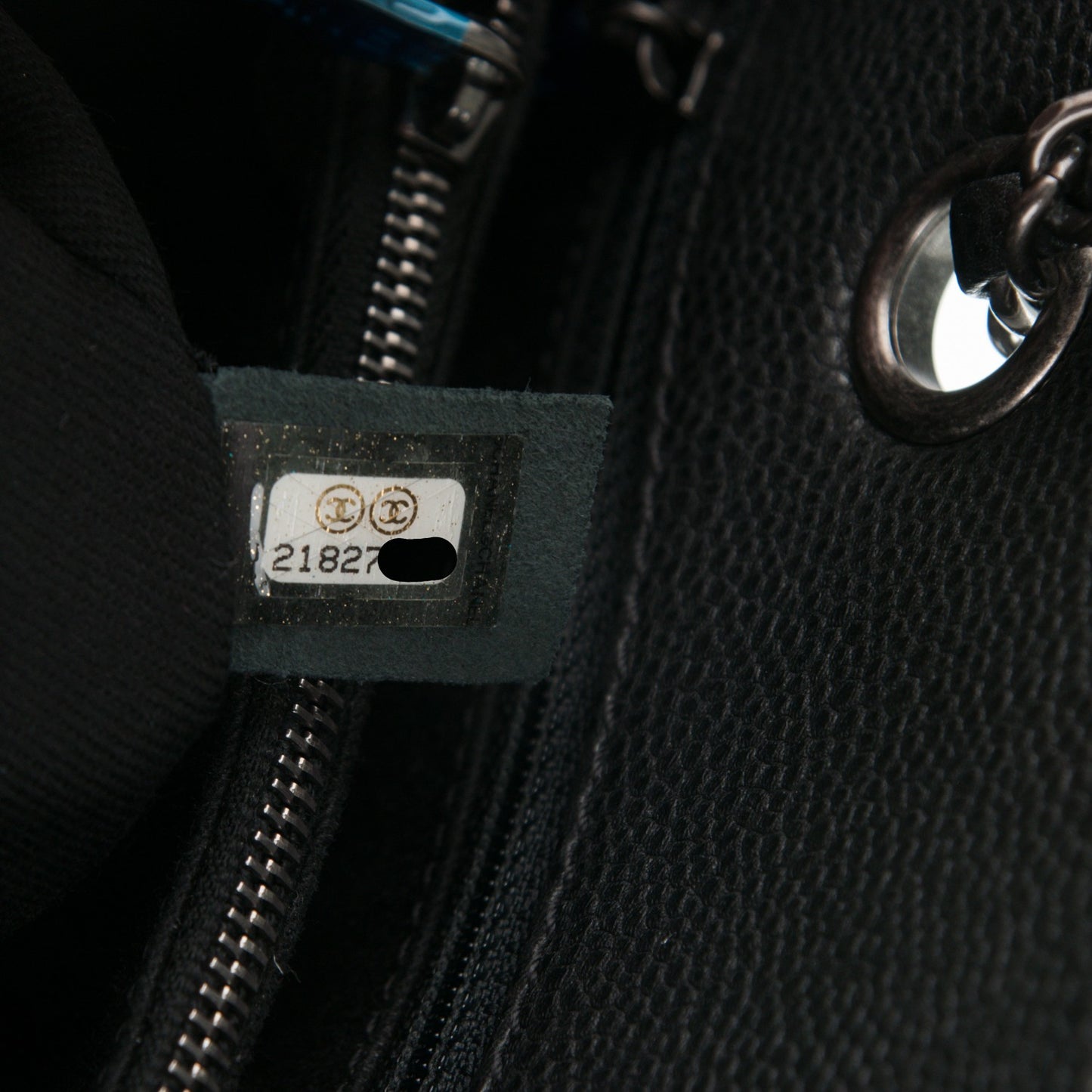 Grained Calfskin Large Shopping Tote Black