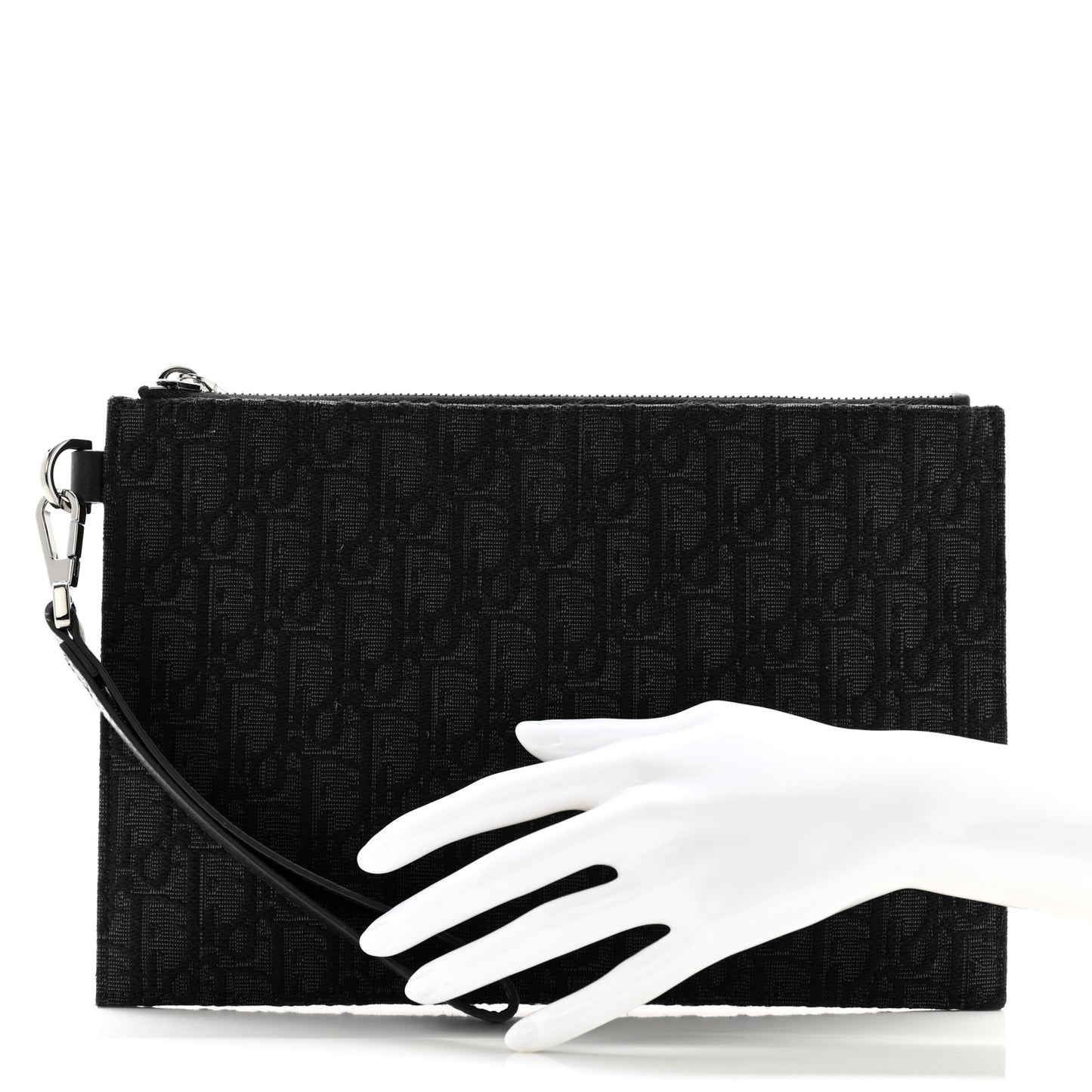 Oblique Jacquard A5 Flat Pouch Wristlet Black