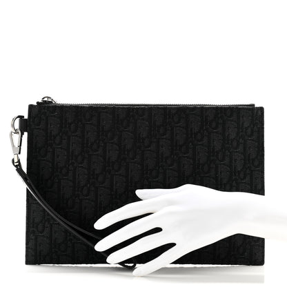 Christian Dior Oblique Jacquard A5 Flat Pouch Wristlet Black 2 of 9