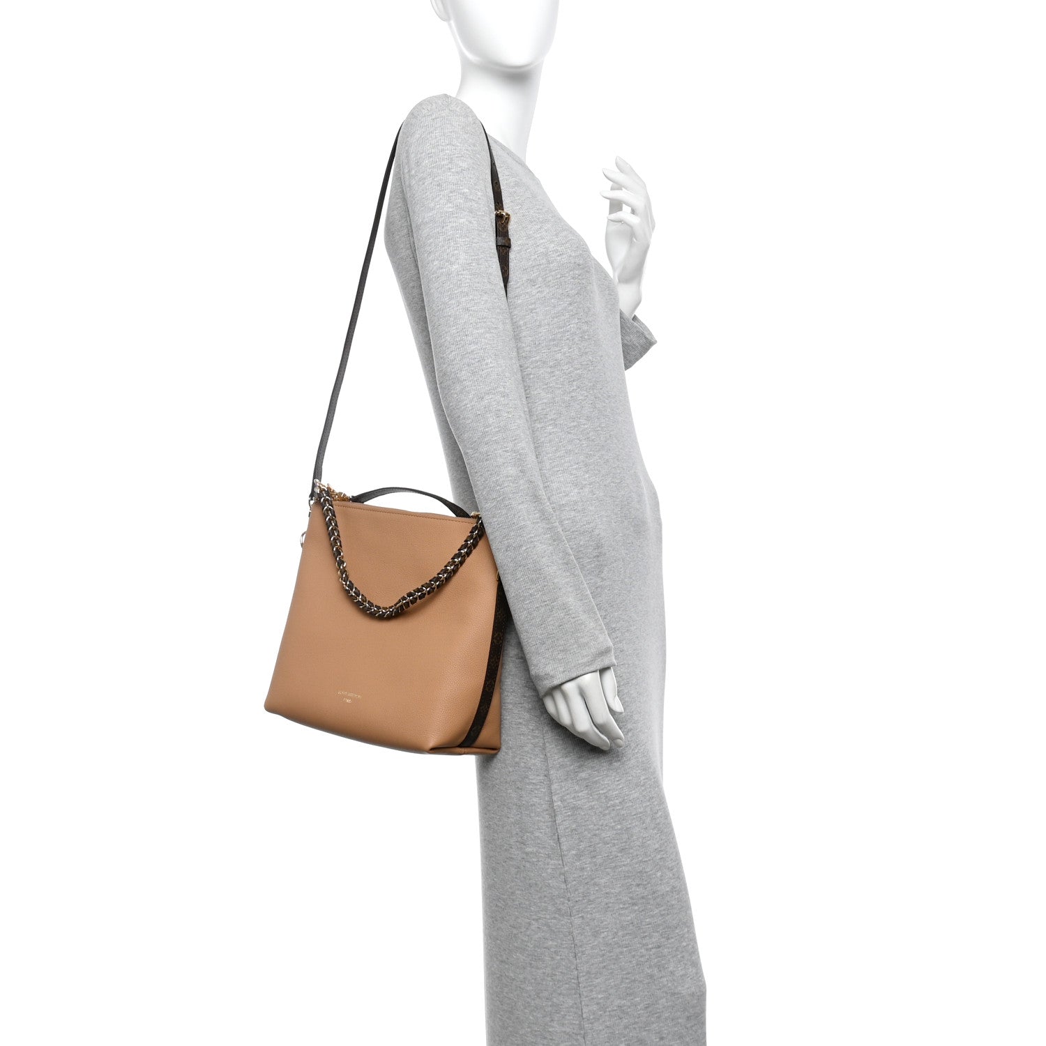 LOUIS VUITTON ビジネスバッグ グレー/ベージュ Authentic LOUIS VUITTON Damier Azur Canvas Neverfull Pochette Zip