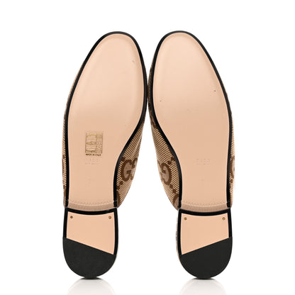 Gucci Monogram Jumbo GG Malaga Kid Womens Princetown Slippers 39 Camel Ebony New Acero Beige 4 of 9