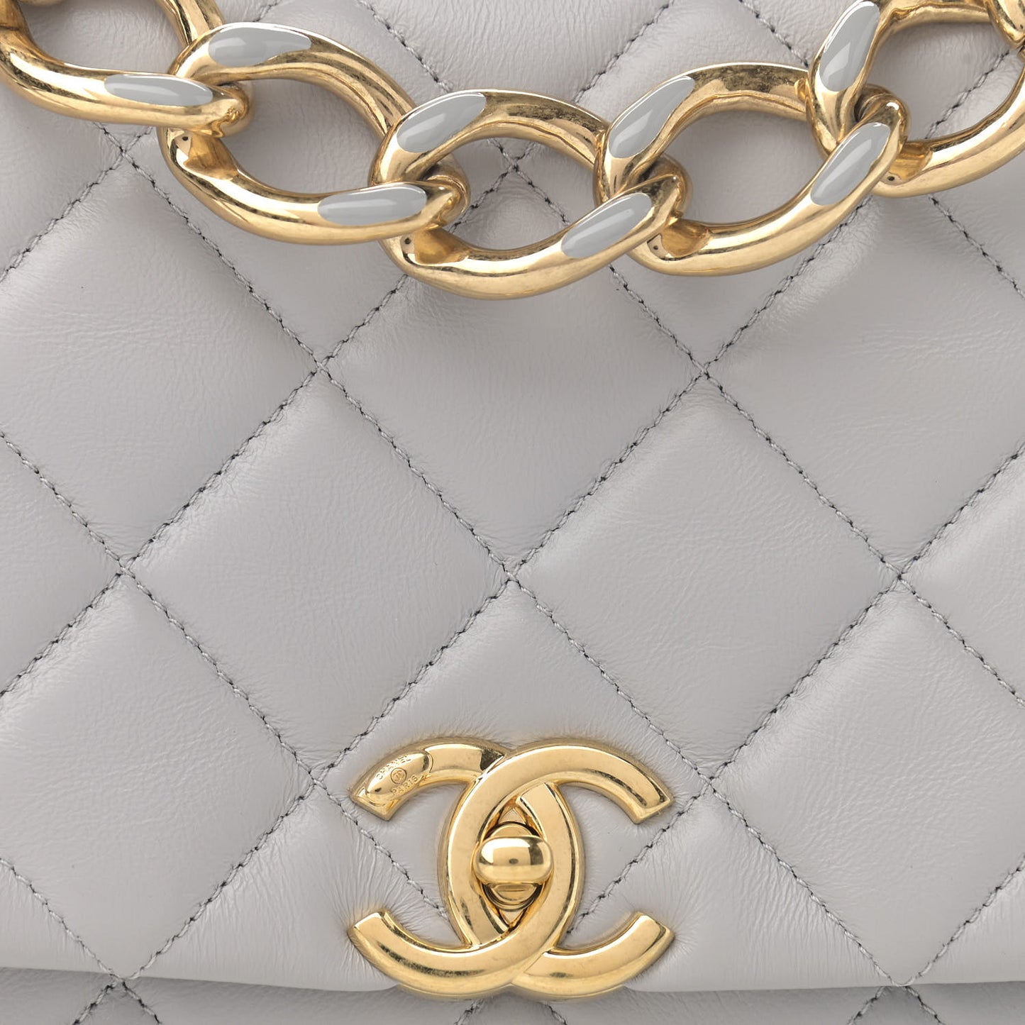 Lambskin Quilted Medium Color Match Flap Grey