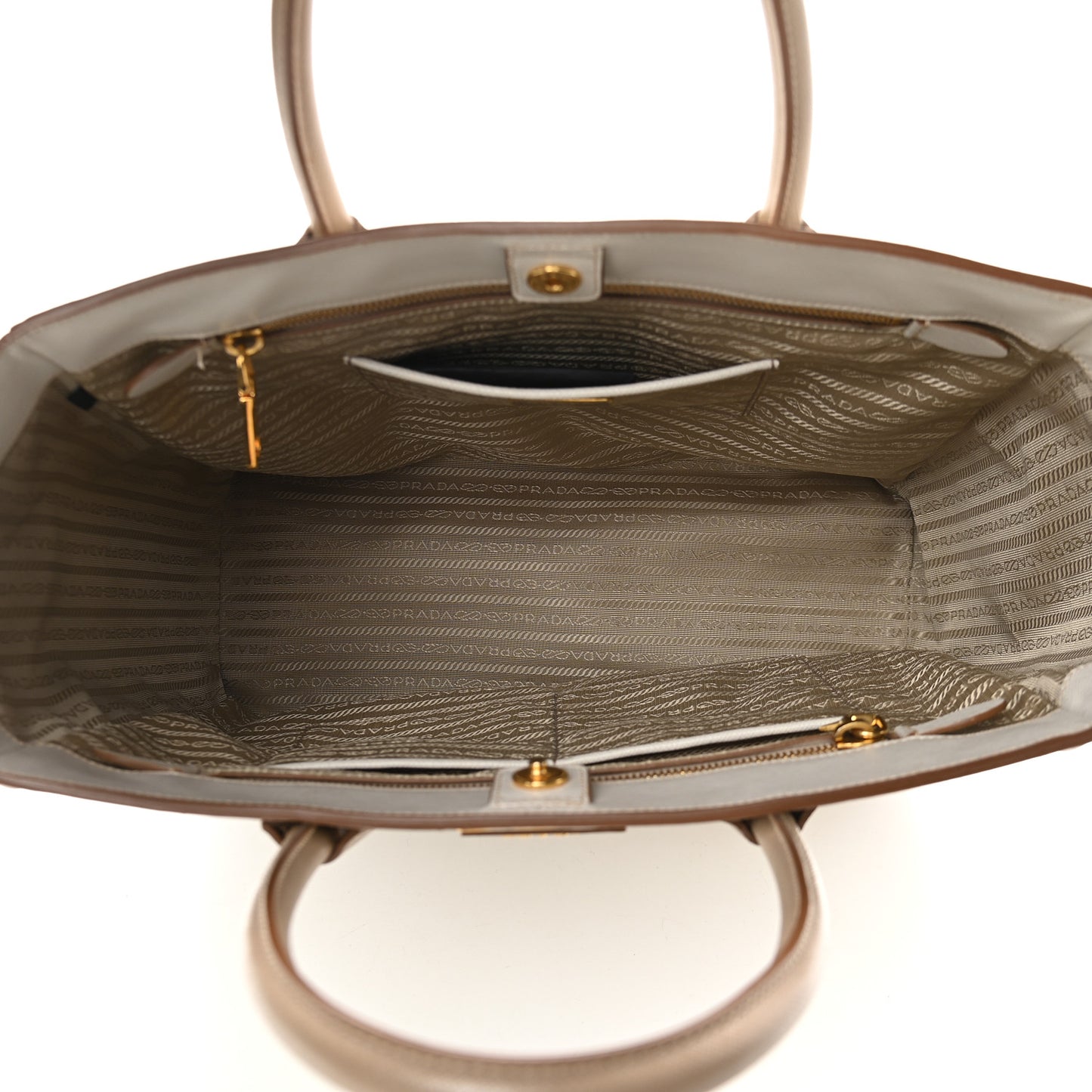 Saffiano Lux Bi-Color Tote Talco Visone