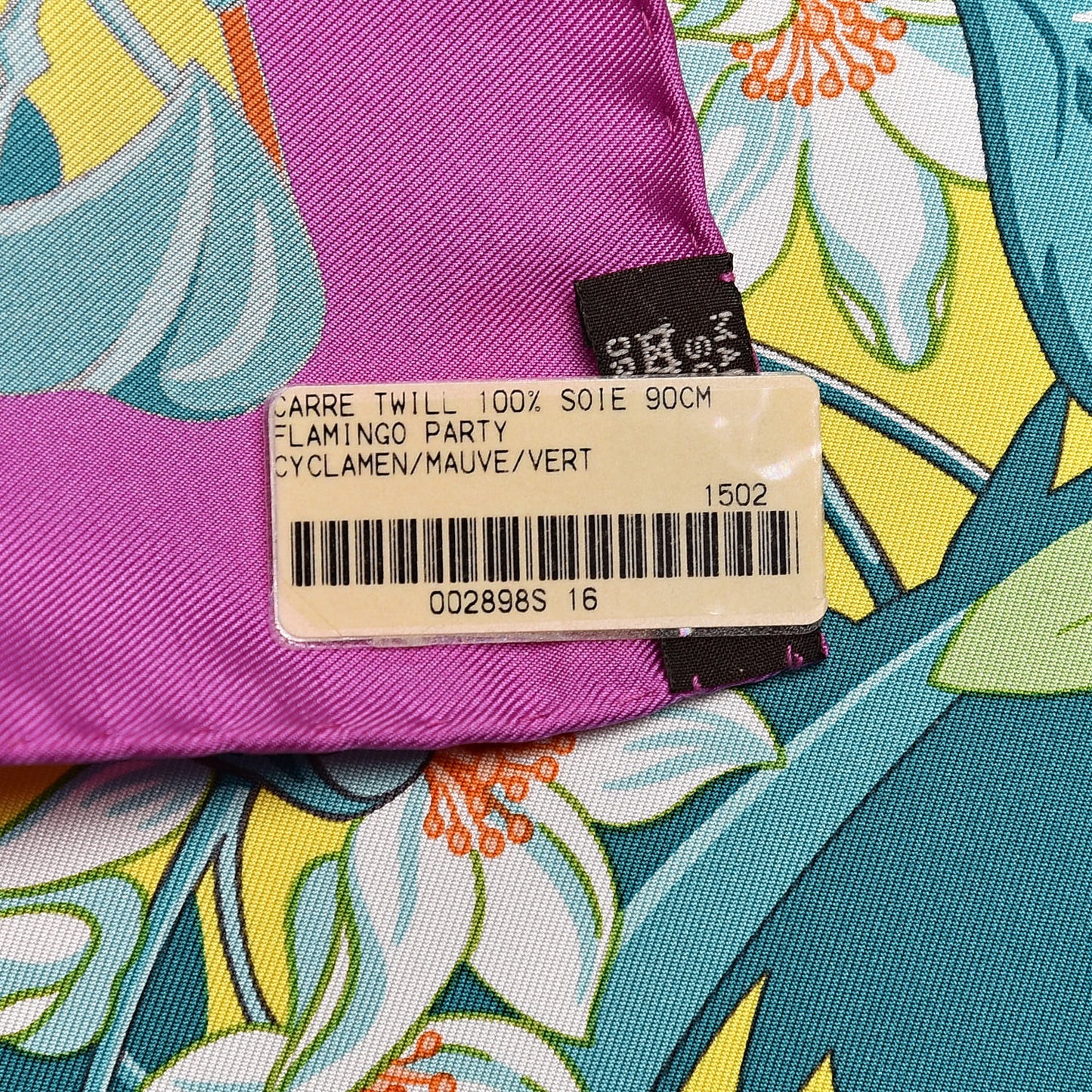 Silk Flamingo Party Scarf 90 Cyclamen Mauve Vert