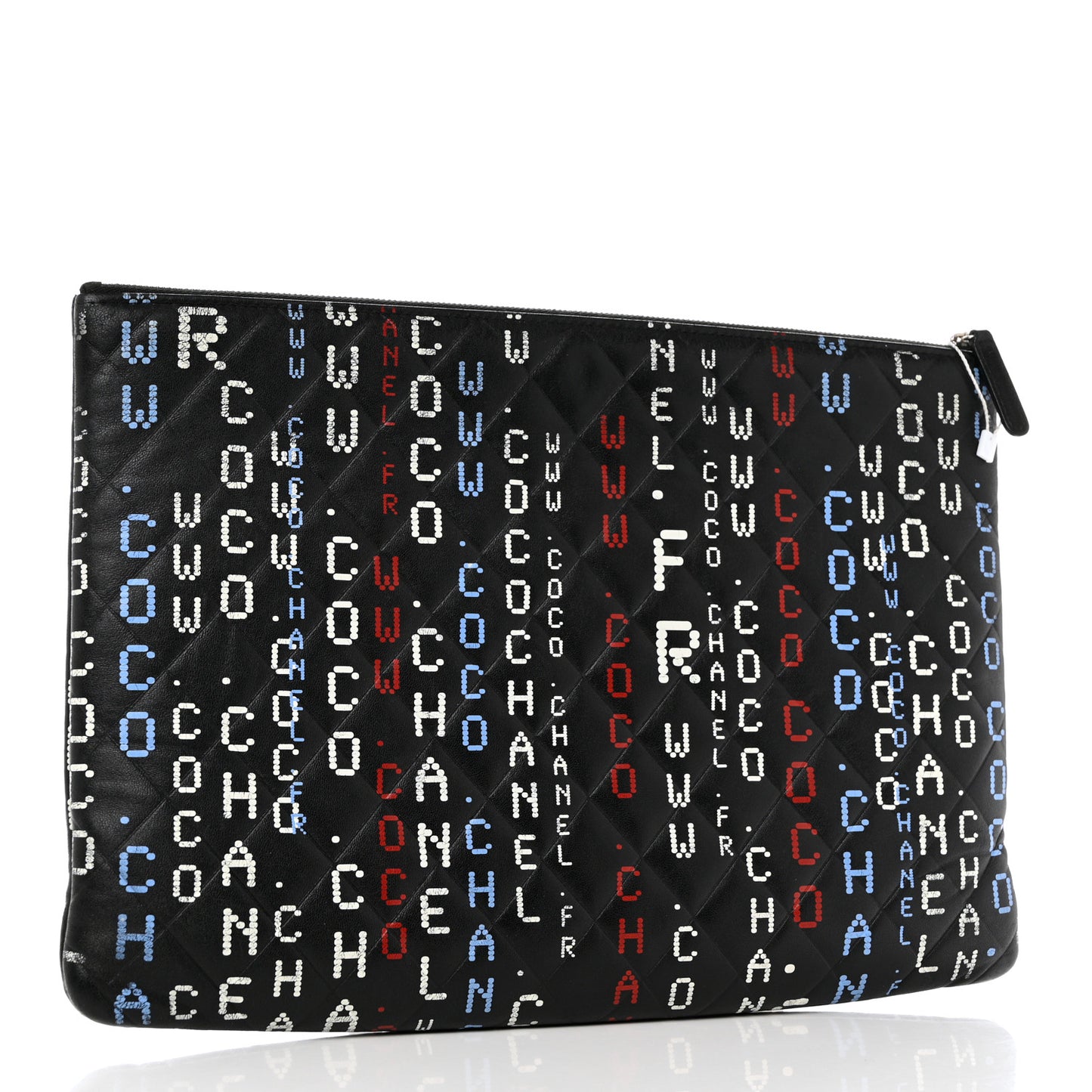 Lambskin Quilted Large Data Center Cosmetic Case Black