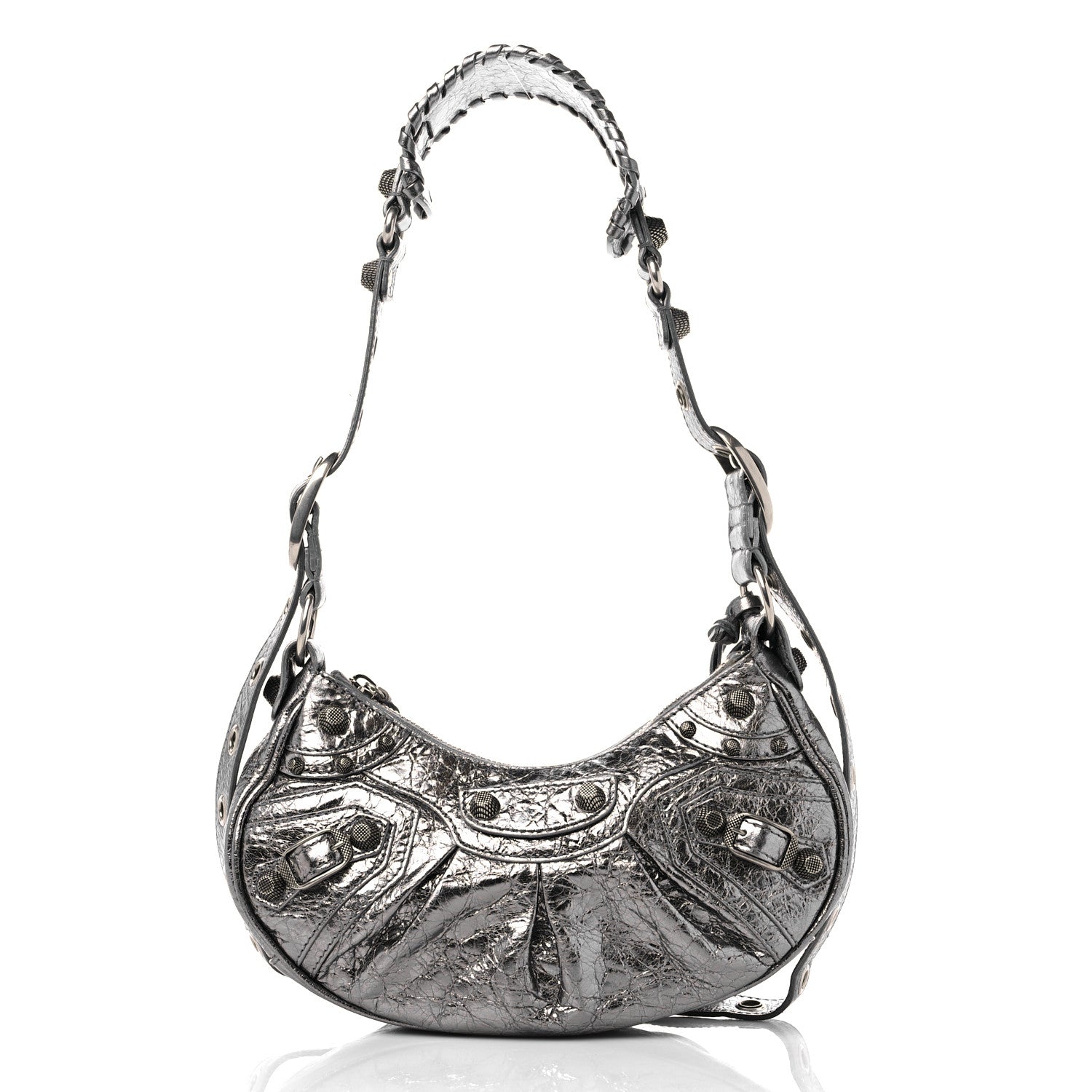 Balenciaga Metallic Agneau Arena Le Cagole Shoulder Bag XS Silver 3 of 11