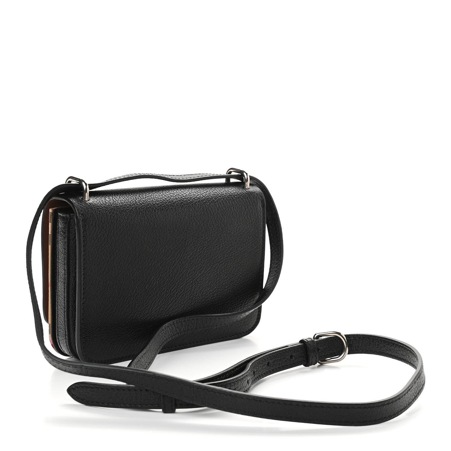 Burberry Goatskin Vintage Check Mini D-Ring Bag Black 2 of 11