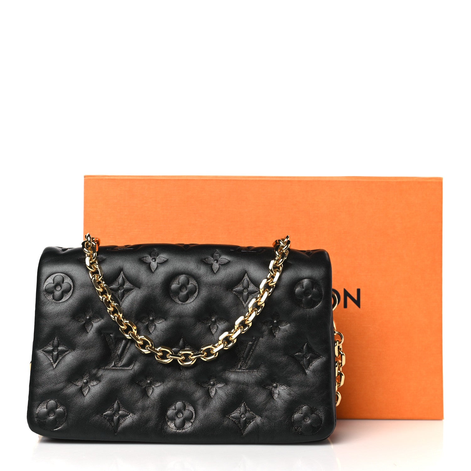 Louis Vuitton Lambskin Embossed Monogram Pochette Coussin Black 11 of 11