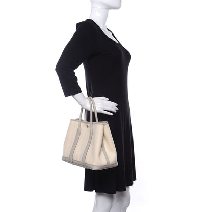 Hermes Chevron Herringbone Toile Negonda Garden Party 30 TPM Tote Nata Beton 2 of 10