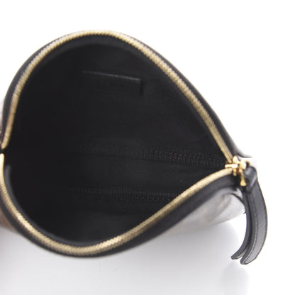 Fendi Glazed Fabric Vitello Century FF 1974 Stamp Patch Medium Cosmetic Case Mogano Panna Black 4 of 5