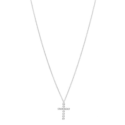 Tiffany Platinum Diamond Bezel Set Cross Pendant Necklace 1 of 6