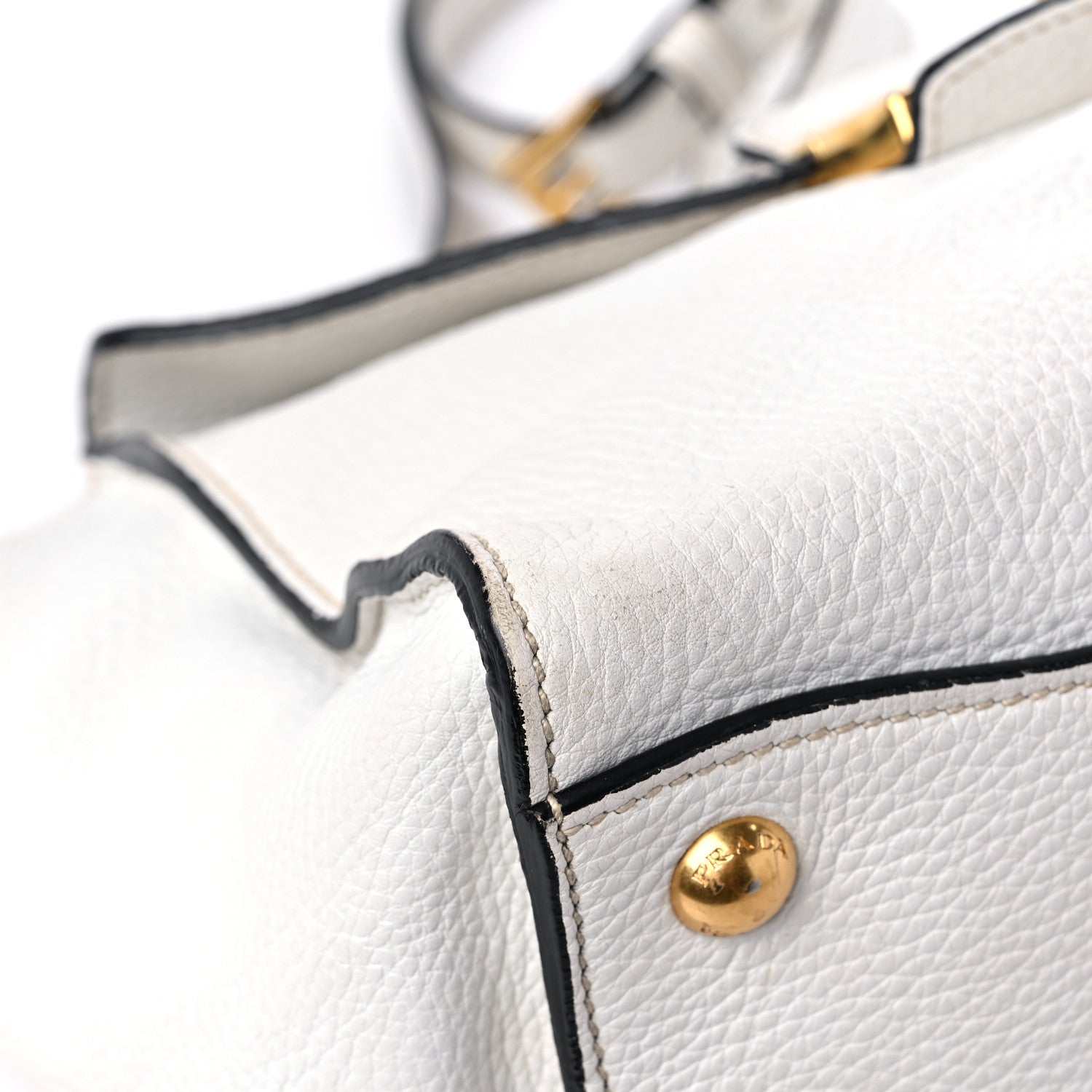 Prada Vitello Daino Sound Twin Pocket Satchel Bianco 7 of 16