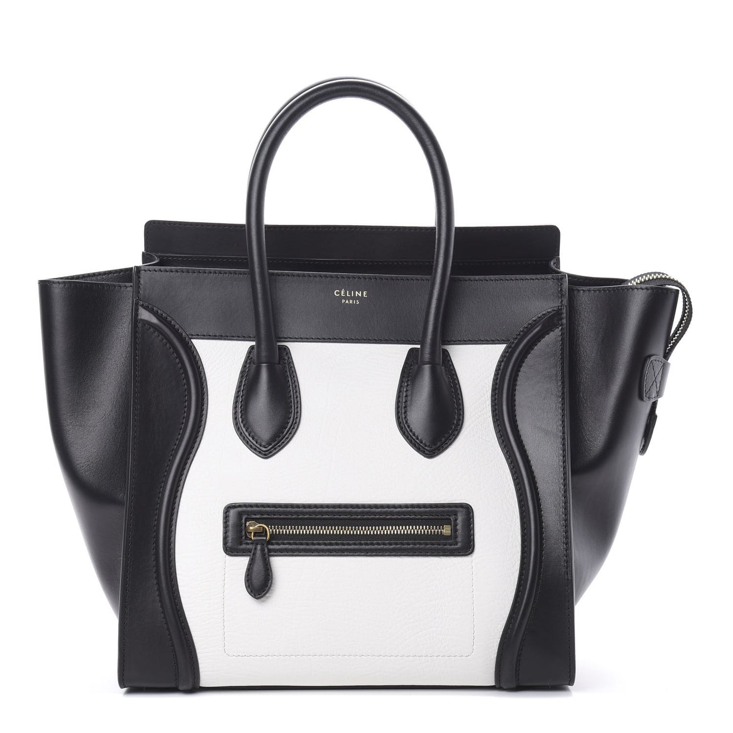 Smooth Calfskin Shrunken Lambskin Mini Bi-Color Luggage Black White