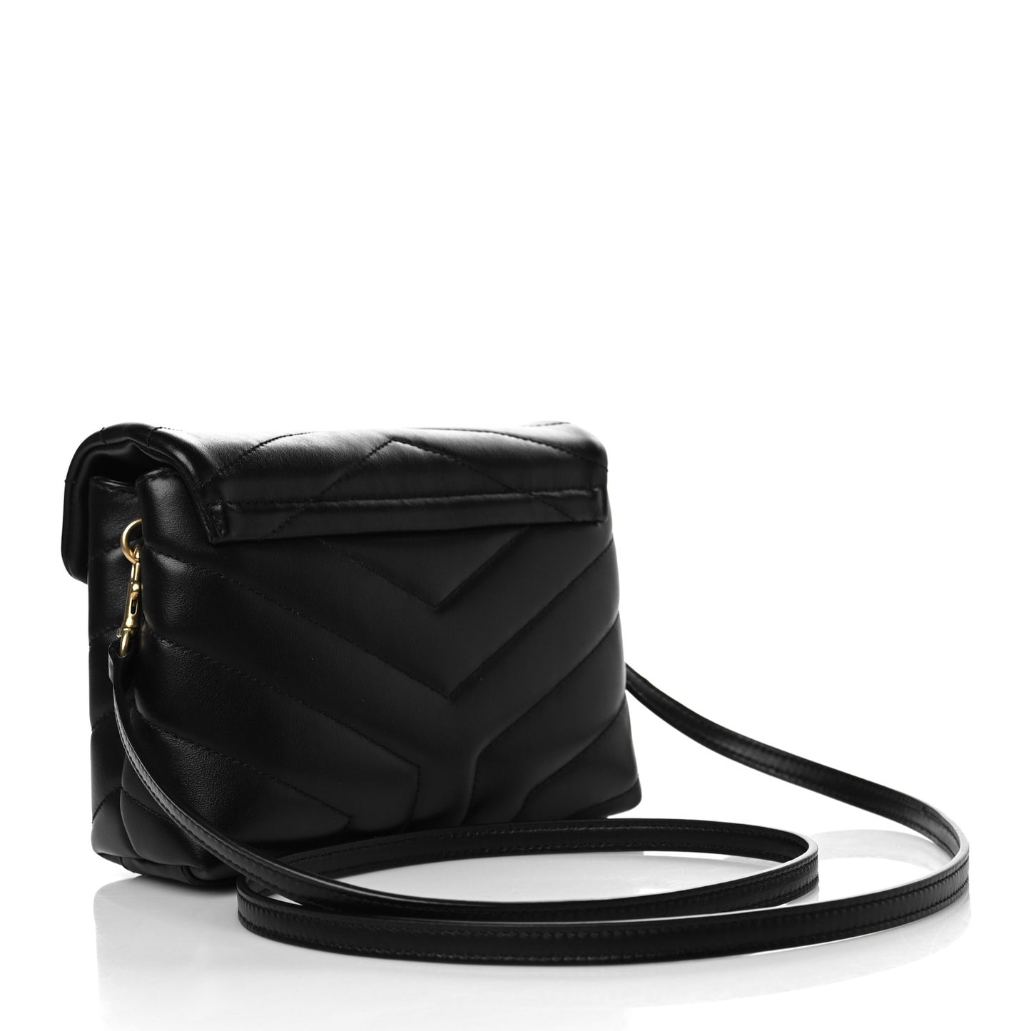 Calfskin Y Quilted Monogram Toy Loulou Crossbody Bag Black
