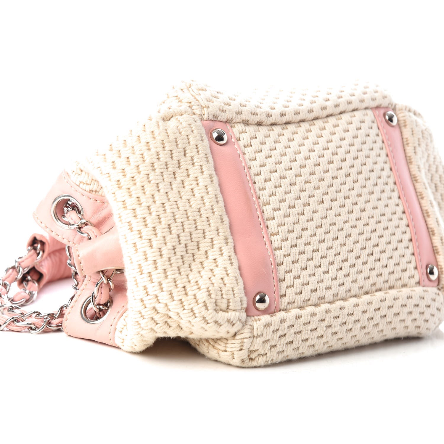 Chanel Canvas Woven Lambskin Lax Accordion Hobo Pink 9 of 10