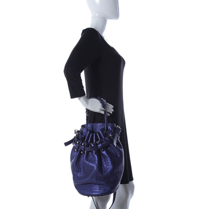 Alexander Wang Metallic Pebbled Lambskin Diego Bucket Purple Nickel Hardware 2 of 13