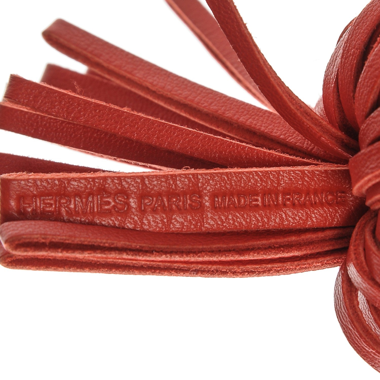 Hermes Lambskin Carmen Tassel Key Holder Rouge Casaque 4 of 5