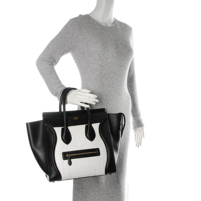 Celine Python Smooth Calfskin Mini Luggage Black White 2 of 7