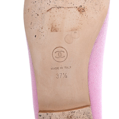 Chanel Iridescent Fabric Lambskin Cap Toe Ballerina Flats 37.5 Pink Light Grey 9 of 11