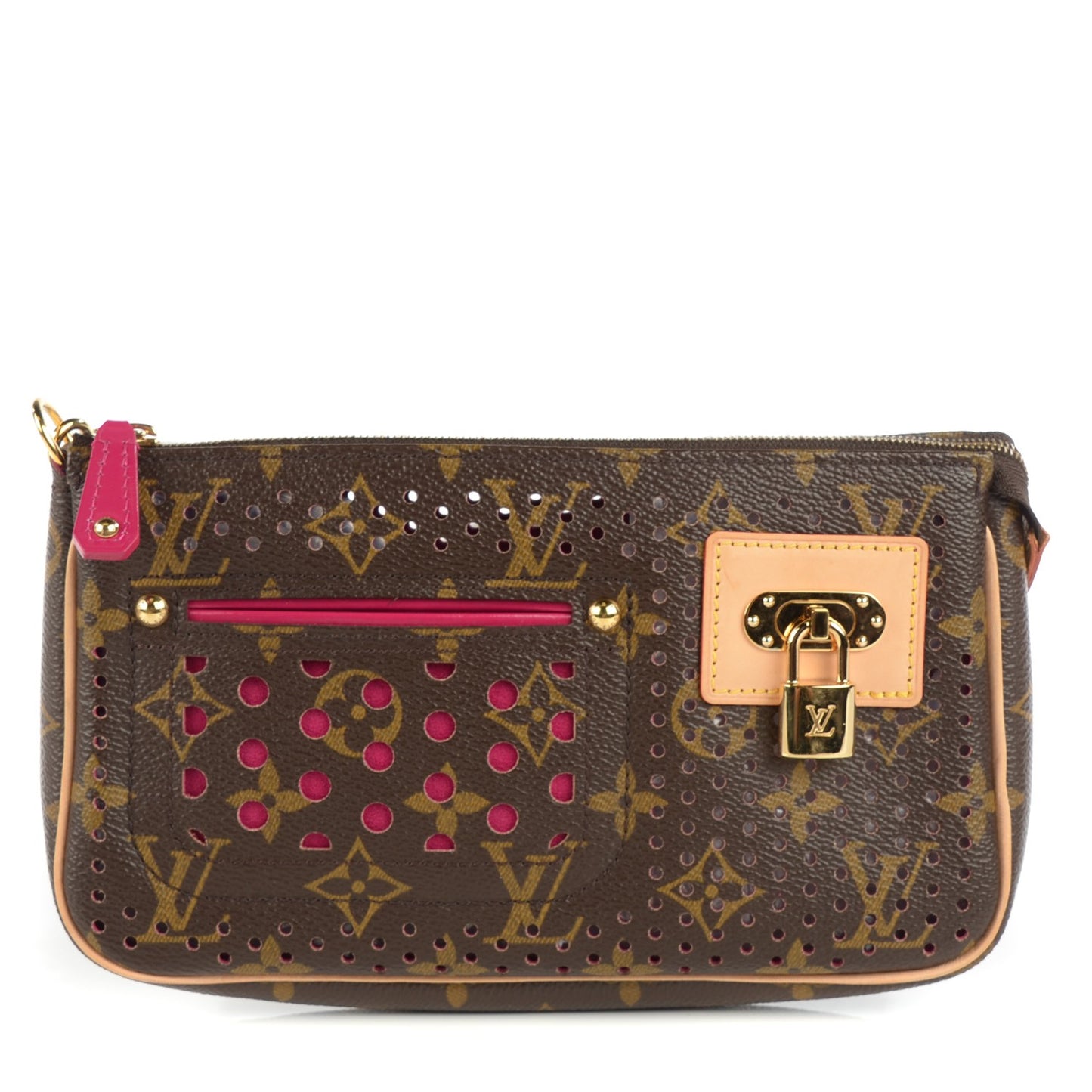 Monogram Perforated Pochette Accessories Bag Fuchsia