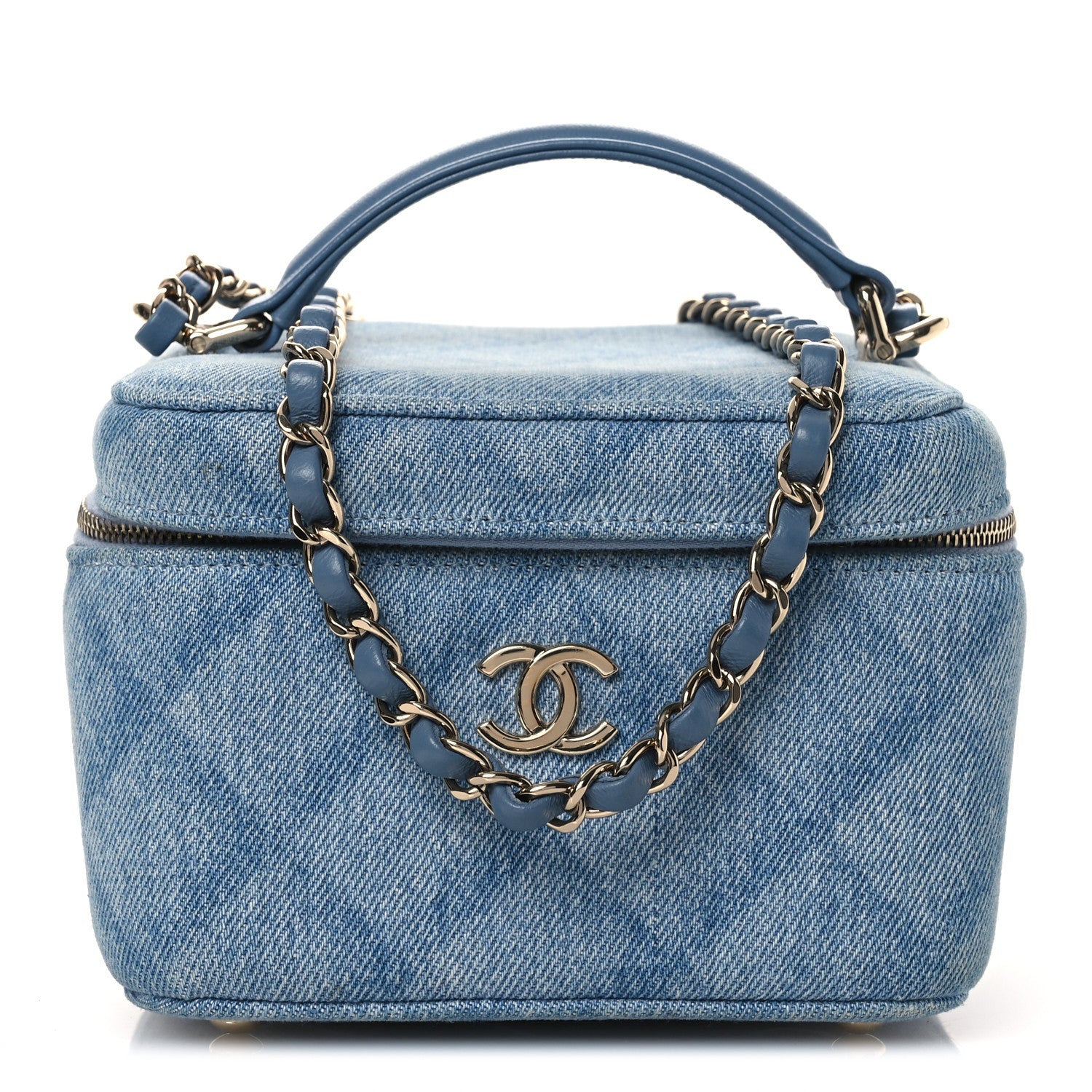 Chanel Denim Quilted Small CC Vanity Case Blue 1 of 12
