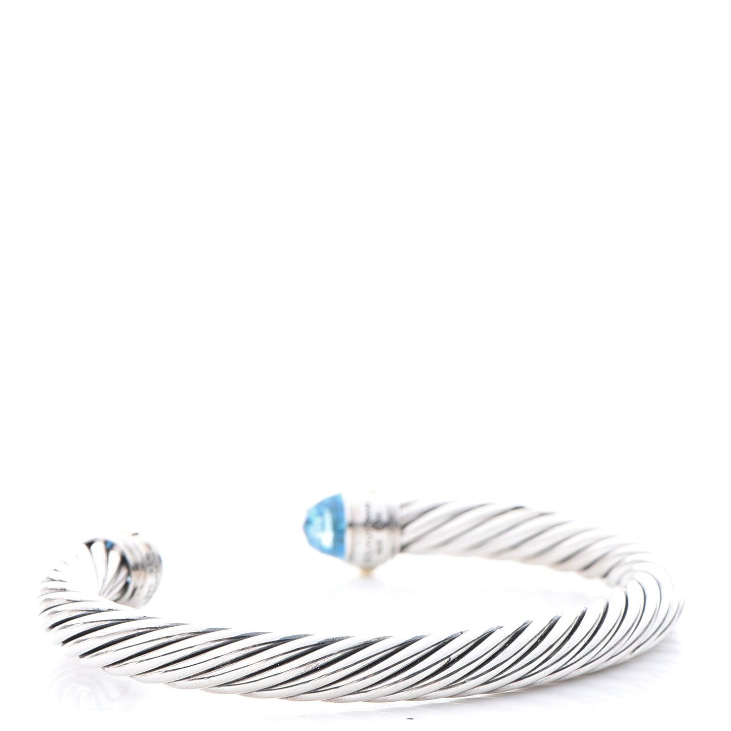 Sterling Silver 14K Yellow Gold Blue Topaz 7mm Cable Classics Bracelet