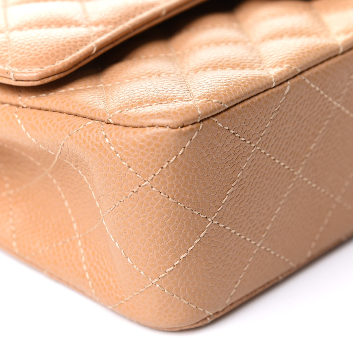 Caviar Quilted Medium Double Flap Dark Beige