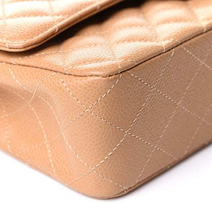 Chanel Caviar Quilted Medium Double Flap Dark Beige 9 of 10