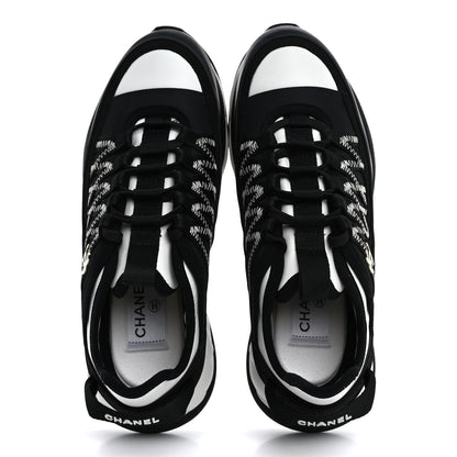 Chanel Mixed Fibers Suede Calfskin CC Sneakers 36 White Black 2 of 10