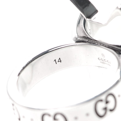 Gucci Sterling Silver Enamel Bosco Ring 54 7 4 of 6