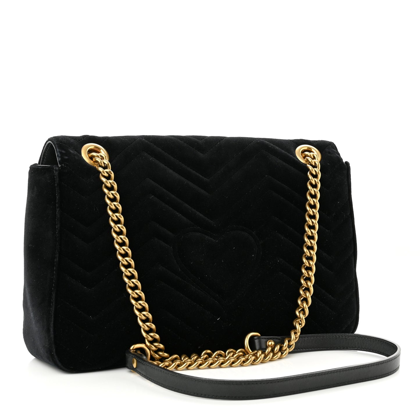 Velvet Matelasse Medium GG Marmont Shoulder Bag Black