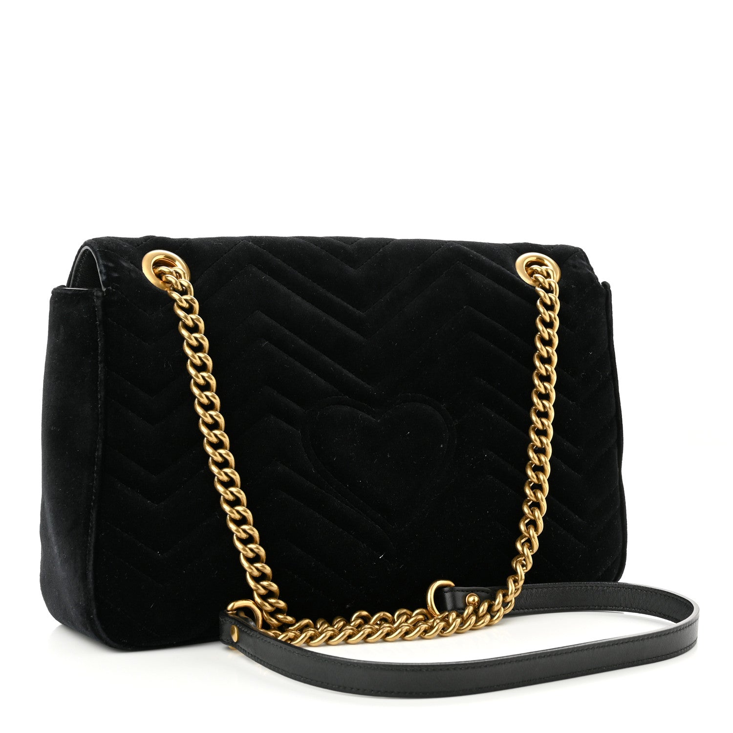 Gucci Velvet Matelasse Medium GG Marmont Shoulder Bag Black 3 of 10