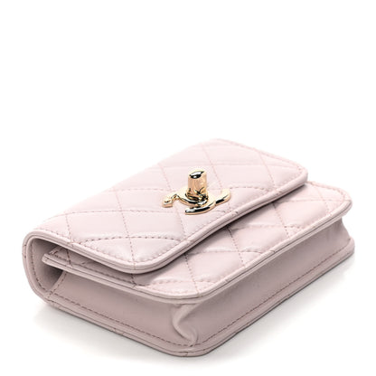 Chanel Lambskin Quilted Trendy CC Card Holder On Chain Light Pink 3 of 26