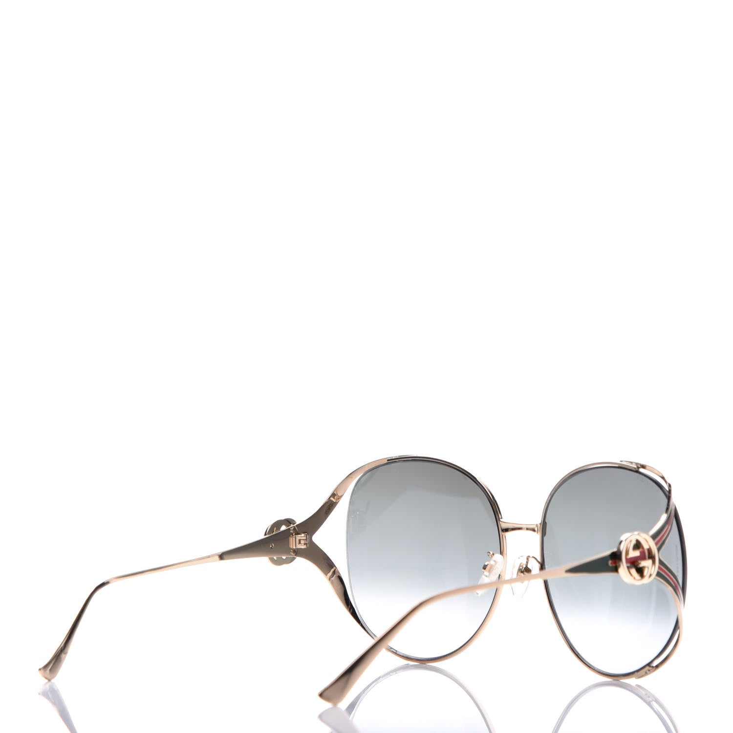 Gucci Metal Oversized Round Frame GG0225S Sunglasses Gold 4 of 6