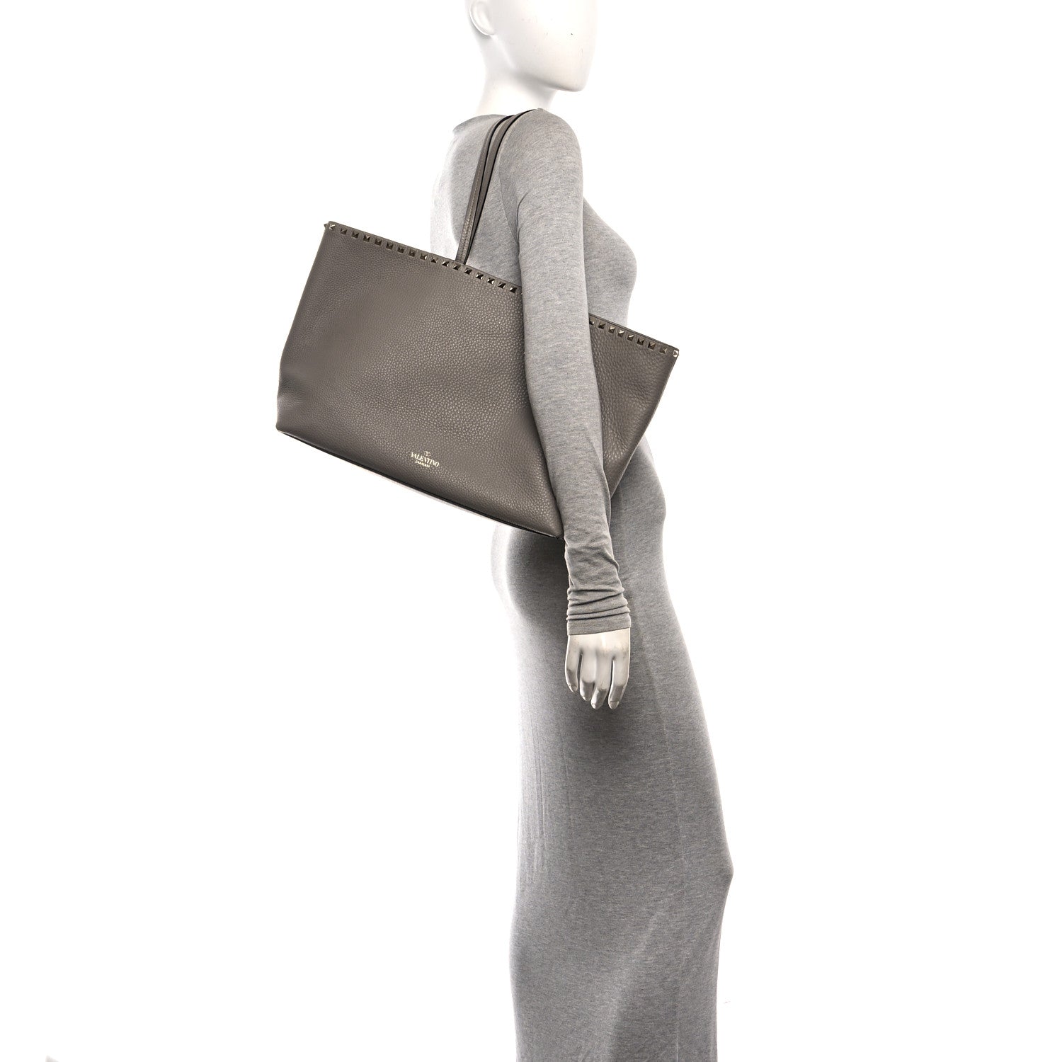 Valentino Garavani Grained Calfskin Rockstud Shoulder Tote Clay 2 of 9