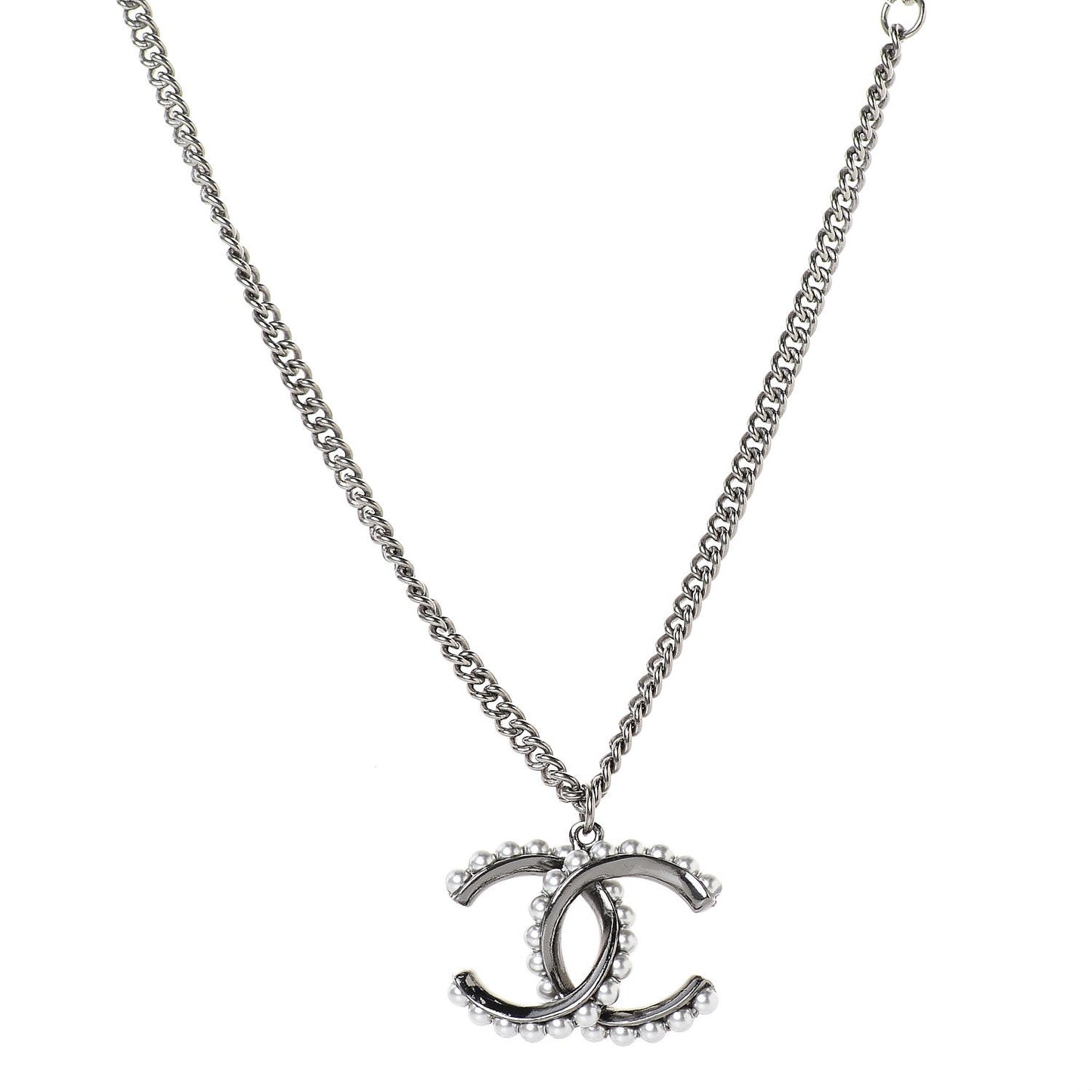 Ruthenium Pearl CC Pendant Necklace