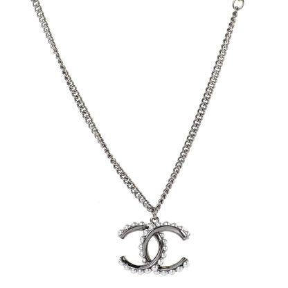 Chanel Ruthenium Pearl CC Pendant Necklace 1 of 6