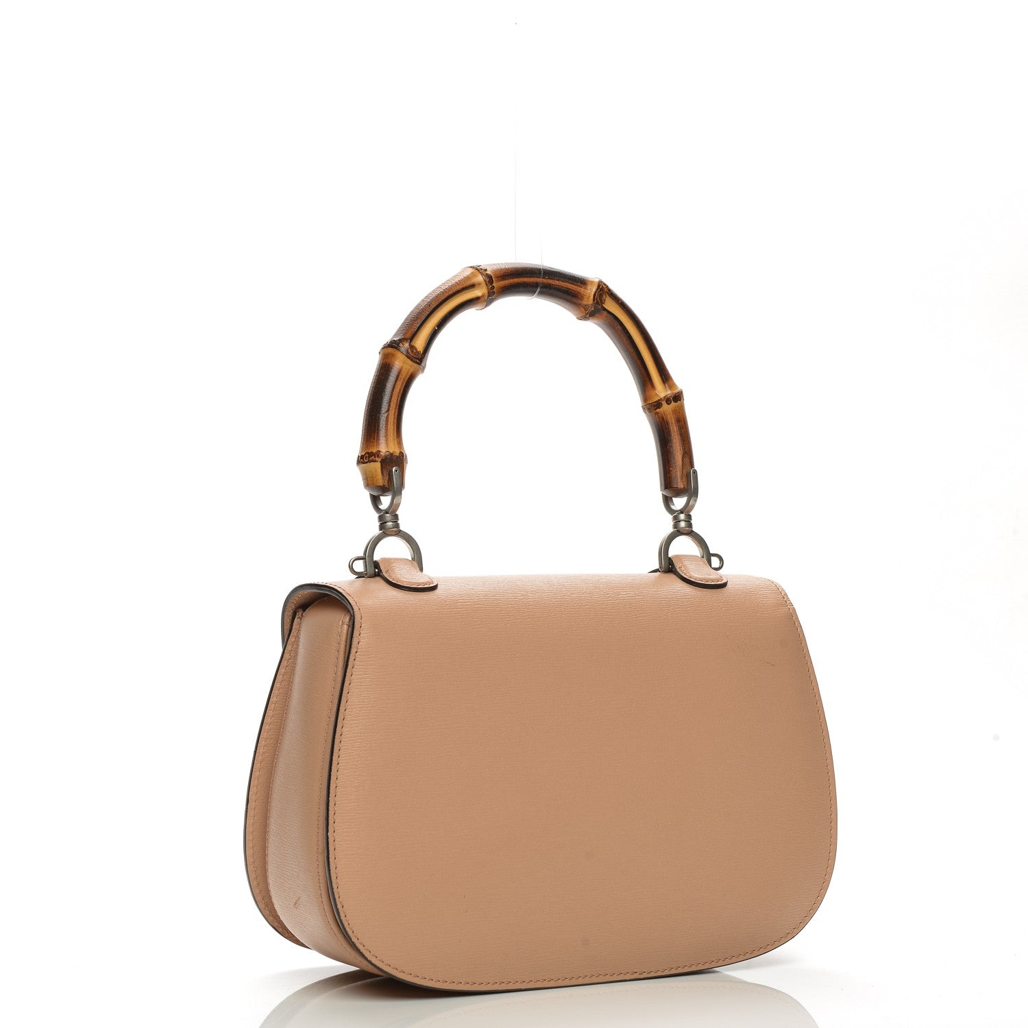 Gucci Shangai Calfskin Small Classic Bamboo Top Handle Bag Pink Apricot 3 of 6