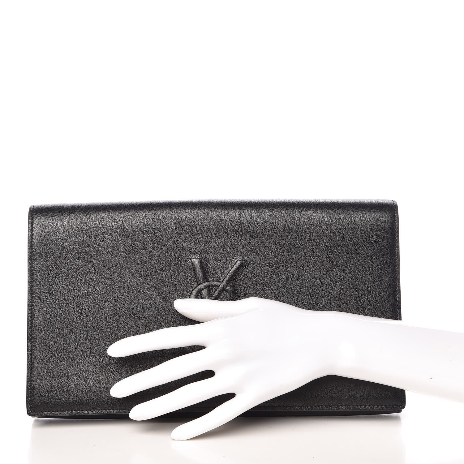Saint Laurent Calfskin Monogram Large Belle De Jour Clutch Black 2 of 7